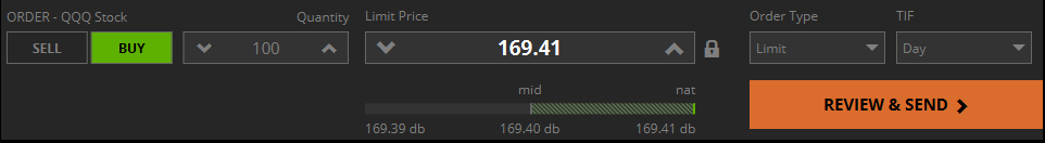 Tastyworks Order Screen