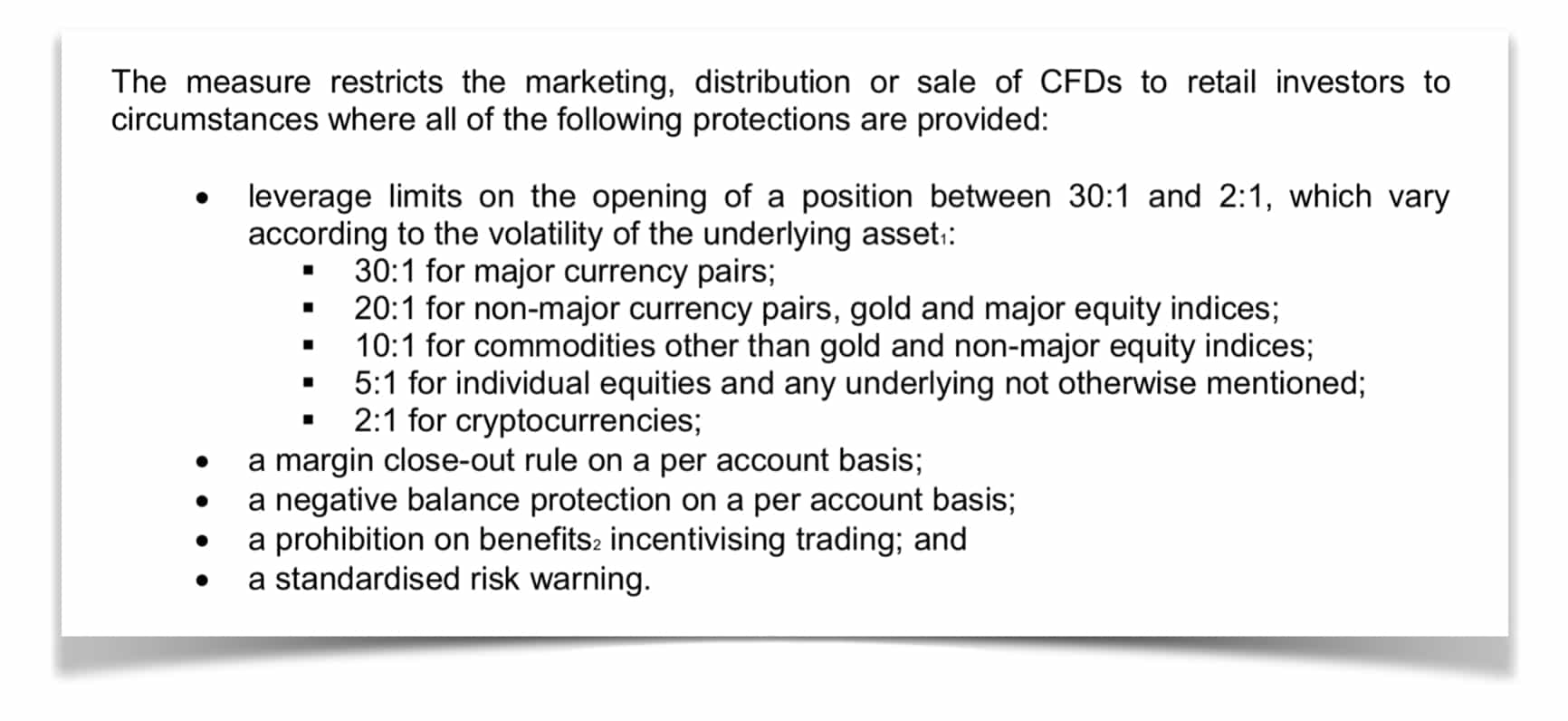 ESMA on CFDs