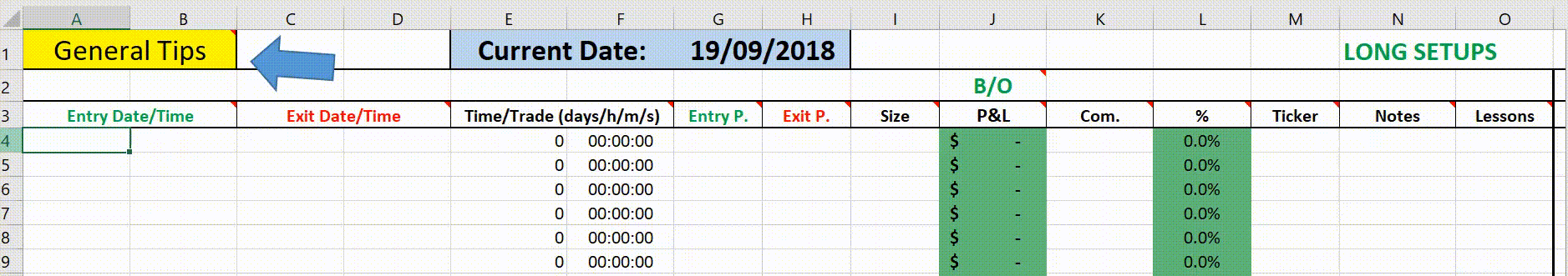 excel trading journal template gif