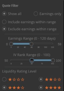 tastyworks quote filter